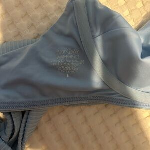 Monday Swimwear-Clovelly Sky Blue Rib Bikini Top Worn Once